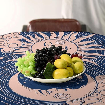 Moon Sun Tablecloth Vintage Boho Celestial Star Magical Galaxy Space Table Cloth Water Resistant Wipeable Table Cover for Farmhouse Picnic Party Holiday Kitchen Dinner Table 55"x55"
