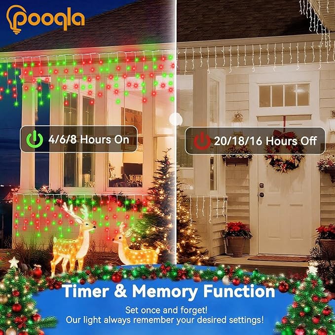35 Colors Icicle Lights for Outside, 29FT Icicle Christmas Lights | Outdoor Roof Christmas Lights with Remote, Color Changing LED Hanging String Lights for Roof Window Halloween Decorations