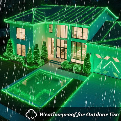 Christmas Tree String Lights Green Wire 75FT 300 LED Green | Dimmable, 12 Light Styles, Memory Timer, Waterproof, 29V Safe Low Voltage, Diamond-Faceted LED, Energy Efficiency