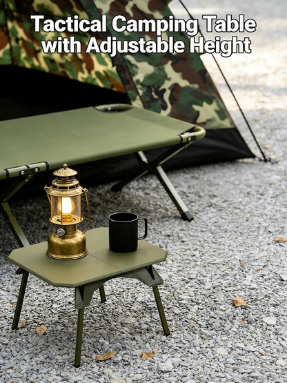 2-in-1 Tactical Camping Table with Adjustable Height | Collapsible Table Lightweight with Carry Bag for Camping, Travel expeditions, Hiking, Picnics, BBQs & Beach Trips