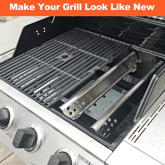 Hisencn Grill Parts for Charbroil Performance 475 4 Burner 463375919, 463377319, 463376419, G470-0004-W1A Heat Plates and 17 inch Cooking Grates, for Char Broil Model 463376319 Grates