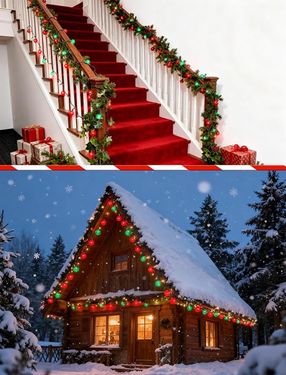 GOOTHY 50Ft Outdoor Red/Green Christmas Lights, G40 Globe Patio String Light with 25 Shatterproof Bulbs(2 Spare), Outside Christmas Lights for Holiday Party Backyard