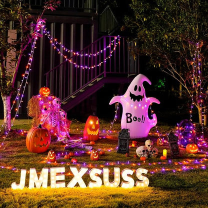 JMEXSUSS 2 Pack Orange Purple Battery Operated Halloween Lights | Each 33ft 100 LED Battery Powered String Lights with Remote Outdoor Indoor