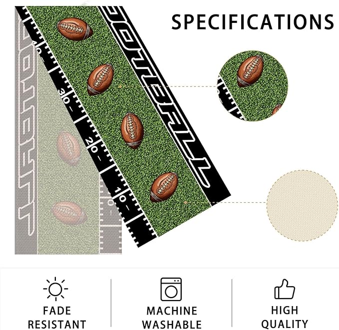 Football Table Runner,Dining Decor for Kitchen Coffee Table Family Dinners Holiday Parties Wedding Events Decor(13x72 inch)