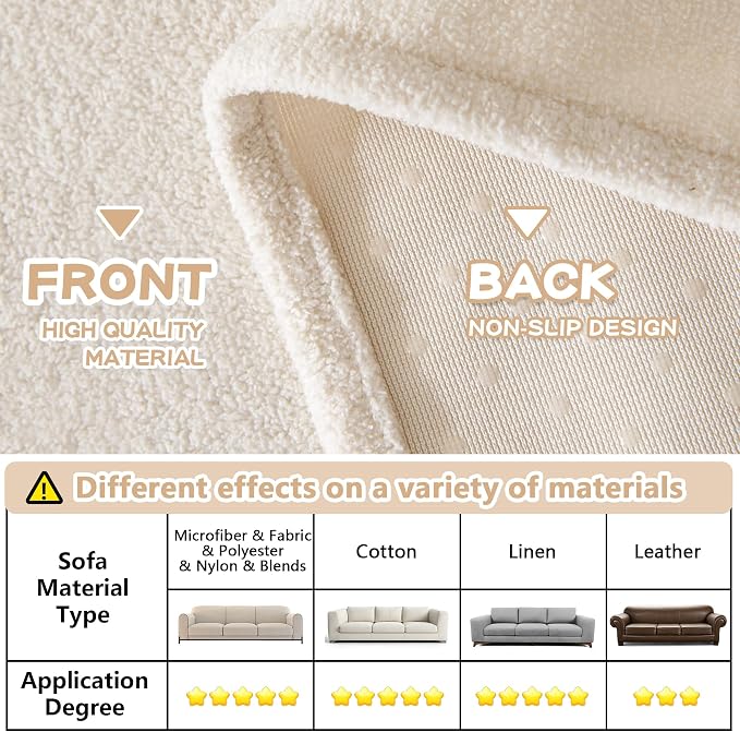 MYSKY HOME White Couch Cover Couch Covers for 3 Cushion Couch Sofa Pet Friendly Sectional Couch Covers L Shape Dog Couch Cover Protector for Sectional Sofa Covers Couch Protector, 71" x 150"