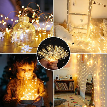 Mlambert 6 Pack 33FT Fairy Lights Battery Operated with Remote and Timer, Dimmable Waterproof 8 Modes Light for Bedroom Dorm Christmas-Warm White
