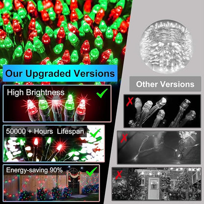 QUHUATU 750 LED 240FT Christmas String Lights, 12 Modes, Red & Green | Waterproof Plug-in LED String Lights with Timer, Memory & Dimming for Trees Fences Patios House Wedding Holiday Christmas