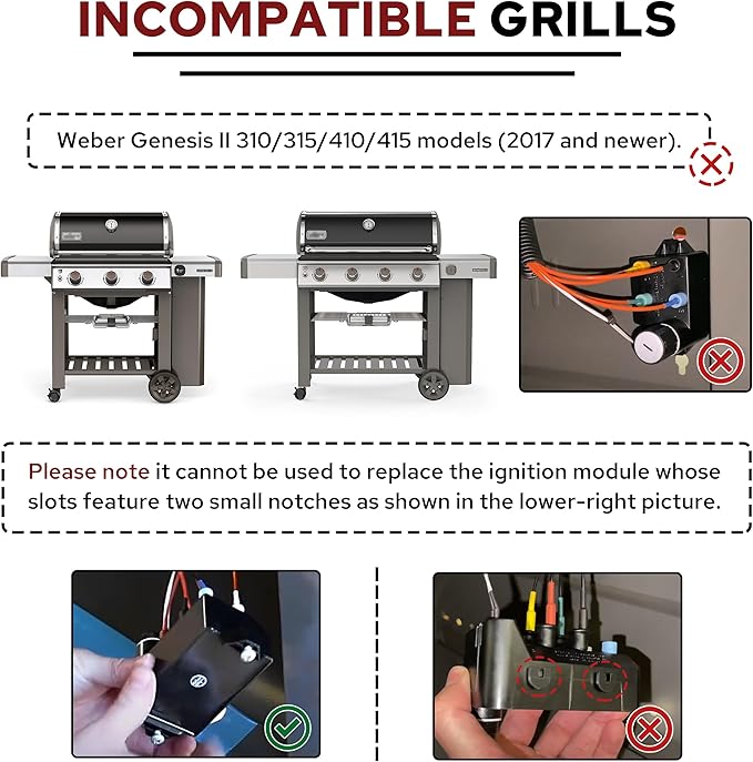 67532 & 67533 Universal Igniter Kit for Weber GS4 Genesis II 330/335 & 430/435 Part, 6-Outlet Ignition System for Weber Genesis II GS4 Grill Part, as E/S-330 335 430 435 Grill Starter Replacement Part