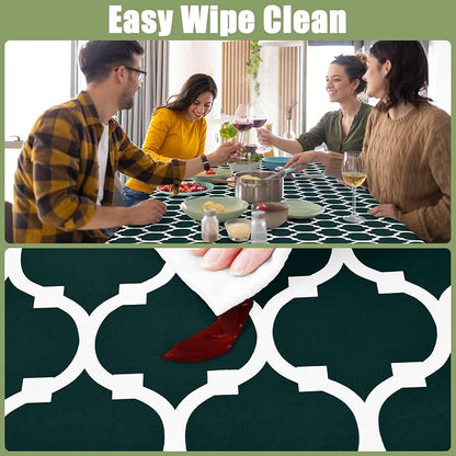 Smiry Picnic Fitted Table Cover, 5 Foot Flannel Backed Vinyl Tablecloth | Waterproof Elastic Stretch Table Cloth, Wipeable Plastic Tablecloth for Camping, Indoor & Outdoor (Hunter Green, 30" x 60")