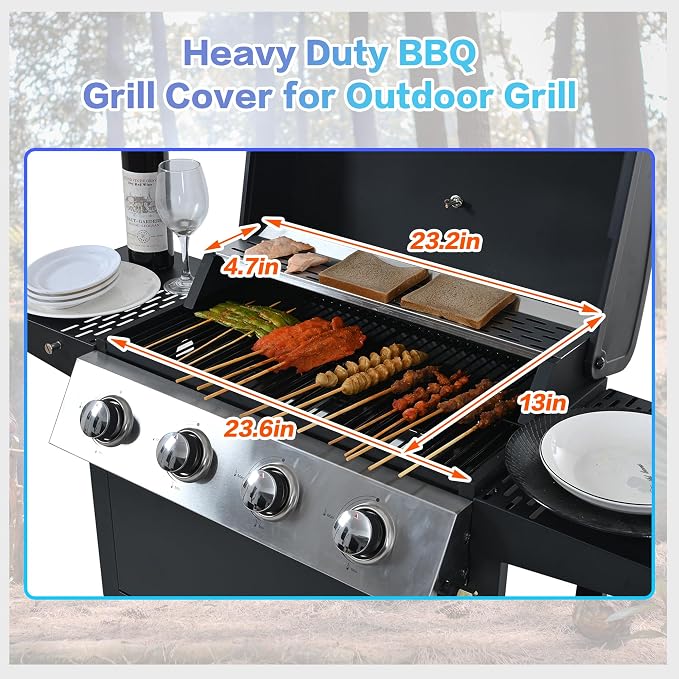 44.8 Inch Outdoor Kitchen Island, 4 Burner 34,000 BTU Stainless Steel Propane Gas Grill Bar with Two Shelves, Lid, Wheels and Bottle Opener