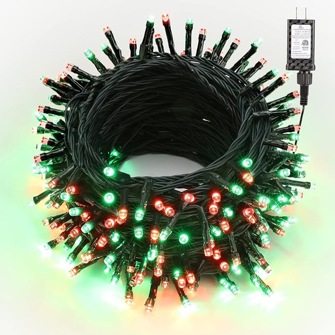 Brizled Red & Green String Lights, 78.74ft 240 LED Outdoor Christmas Lights | Connectable; 8 Modes; Waterproof; Memory; Timer; Twinkle Plugin Xmas Tree Mini Fairy Light for Outside Garden Party Decor