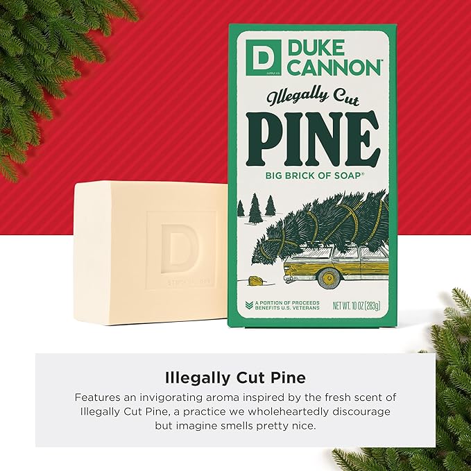 Duke Cannon Supply Co. Big Brick of Soap Bar For Men - Big Lump of Coal, Santa's Pipe Smoke, Highly Regiftable Peppermint Bark, Holiday Variety, 10 oz. (3 Pack)