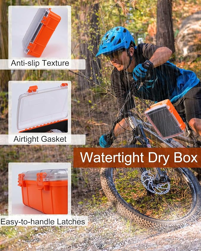 Dry Box for Boat Floating Waterproof Containers for Kayaking & Boating - Crushproof Waterproof Storage Case for Phones Drybox with Rope & Steel Hinges