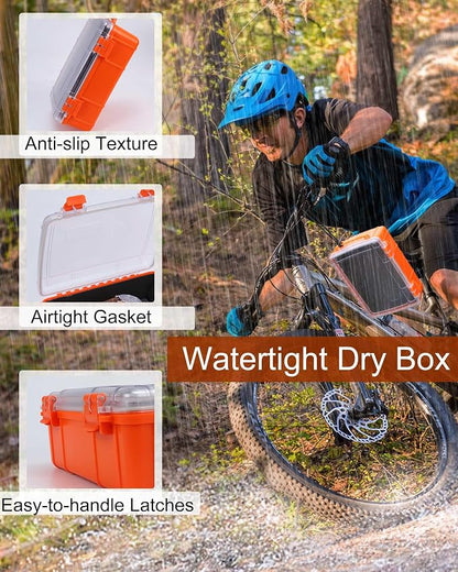 Dry Box for Boat Floating Waterproof Containers for Kayaking & Boating - Crushproof Waterproof Storage Case for Phones Drybox with Rope & Steel Hinges