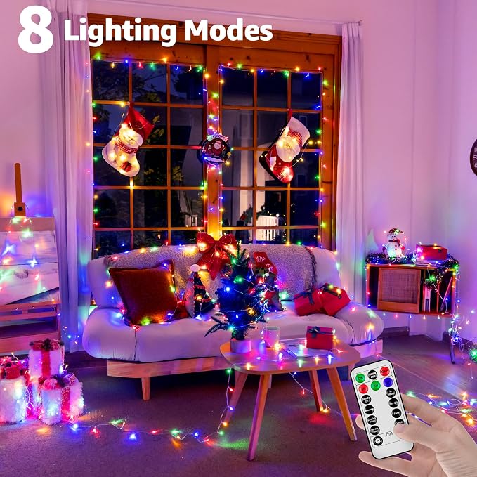 328FT 1000 LED Christmas Lights Outdoor Waterproof, Timer & Memory Function, 8 Modes Multicolor String Lights Plug in Twinkle Lights for Xmas Tree Holiday Garden Indoor Party Decor