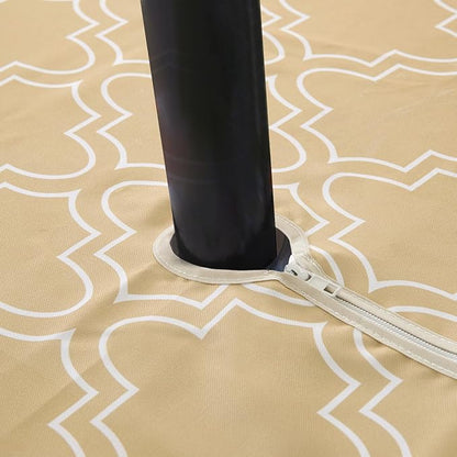 Lamberia 60" Round Patio Tablecloth with Umbrella Hole and Zipper, Waterproof Outdoor Table Cover for Patio, Backyard, BBQ, Picnic & Indoor Dining, Washable Polyester Circular Tablecloth