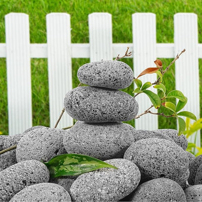 GasSaf 10 Pounds Black Natural Tumbled Stones Round Lava Rock Pebbles for Fire Pit, Gas Fireplace/Fire Tables, Gas Log Set, Fire Bowls, Decorative Landscaping Rocks for Indoor and Outdoor (1-2 Inch)