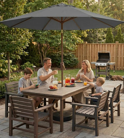 10FT Patio Umbrella, Outdoor Umbrella with Push Button Tilt and Crank, 8 Sturdy Ribs, UV Protection & Waterproof Market Umbrella for Pool, Backyard, Beach,Deck