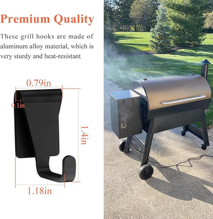 4 Pcs Grills Hooks Fits Traeger Grills, Aluminum Alloy Grills Hooks for Barbecue Tool, Fit for Traeger Ironwood 885, Pro Series 34, Pro Series 22, Pro D2 575, Pro 780, Ironwood 650, Z-Grills, Pit Boss