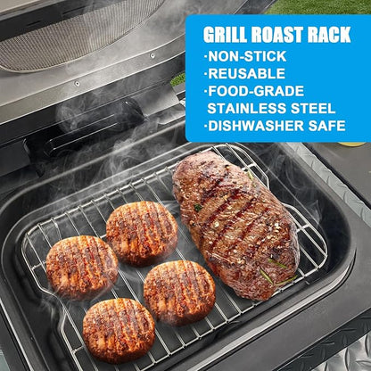 Outspark Grill Roast Rack and Cooking Pot for Ninja Foodi FG551/DG551 Smart XL Indoor Grill Accessories, Air Fryer Rack & Non-Stick Griddle Pan for Ninja Foodi DG651