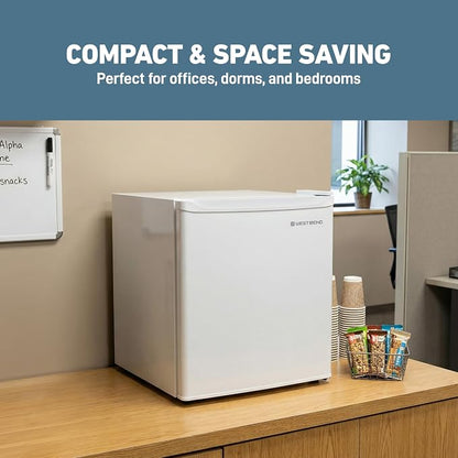 West Bend Mini Fridge for Home, Office, Bedroom & Dorm, 1.6 Cu. Ft., White | West Bend Mini Fridge for Home, Office, Bedroom & Dorm, Small Refrigerator with Automatic Defrost, 1.6 Cu. Ft., in White