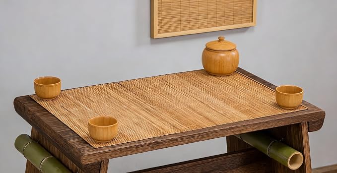 1PCS Dining Table Kitchen Placemat, Heat-Resistant Place Mat Stain Resistant Anti-Skid Washable Bamboo Table Mat Placemat Kitchen Table mat