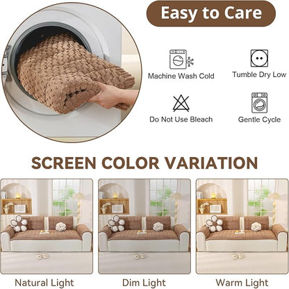 OstepDecor Couch Cover for Dogs, Washable Non Slip Sofa Cover for Pets | Soft Couch Covers for Sofa, Loveseat and Sectional, Furniture Protector Against Pet Hair & Dirt (35.4" x 70.9", Brown)