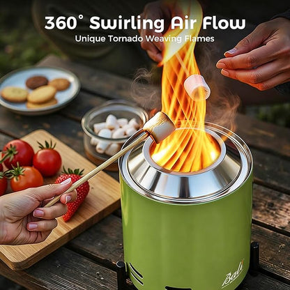 BALI OUTDOORS 6.5 inch Tabletop Fire Pit Round, Stainless Steel Table Top Firepit Small, Outdoor Smokeless Firepit Portable, Green