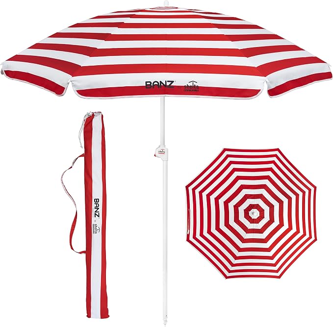 BANZ Cabana Beach Umbrella UPF 50 - UV Protection Foil-Lined Portable | UPF 50+ UV protection, Quick-dry fabric, Comfortable stretch fit