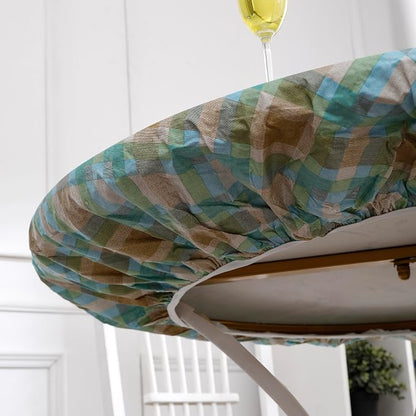 Walrus Round Vinyl Fitted Tablecloth with Flannel Backing Elastic Edge Design Table Cover Waterproof Oil-Proof PVC Table Cloth Stain-Resistant Best for 45"-56" Round