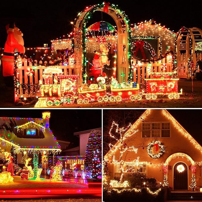 170ft 500 LED Christmas Lights, 3 in 1 Color Changing Christms Tree Lights | 11 Modes and Remote for Outdoor Indoor Decor Christms Light(Warm White & Multicolor & Combination) (170FT)