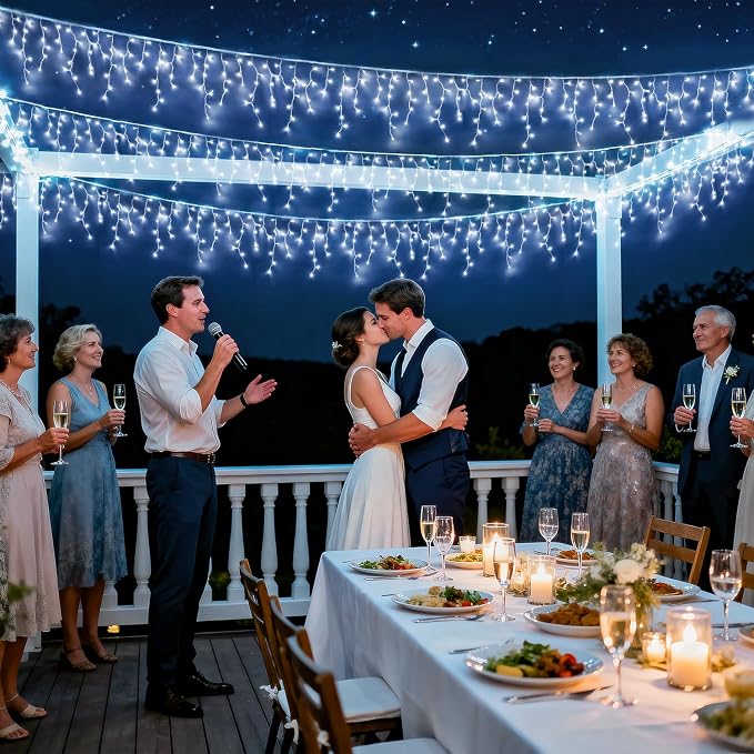 JMEXSUSS 38.8ft 400 LED White Icicle Lights for Outside | Connectable Christmas Icicle Lights Outdoor Indoor Plug in, String Lights for House Patio Party Room Eave Decorations