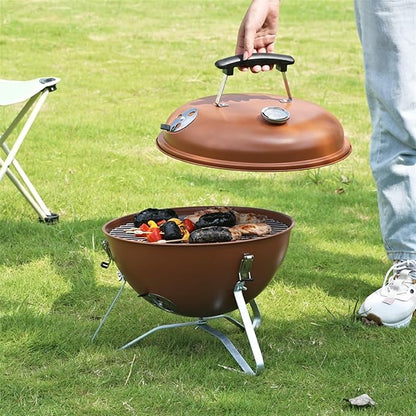 ALLC Charcoal Grills Portable Outdoor Camping Spherical Barbecue Grill BBQ Carbon Grill with Thermometer Stewing Integrated Barbecue Grill Barbecue Grill for Garden Outdoor Cooking