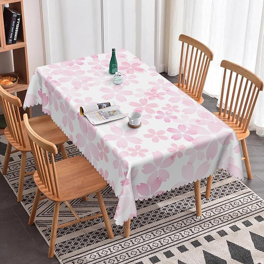Cherry Blossom Rectangle Tablecloths Pink Flowers Japanese Spring Floral Tablecloth Dining Table Cloth Table Cover for Home Kitchen Dining Room Outdoor Camping Party Picnic 60x84 Inch