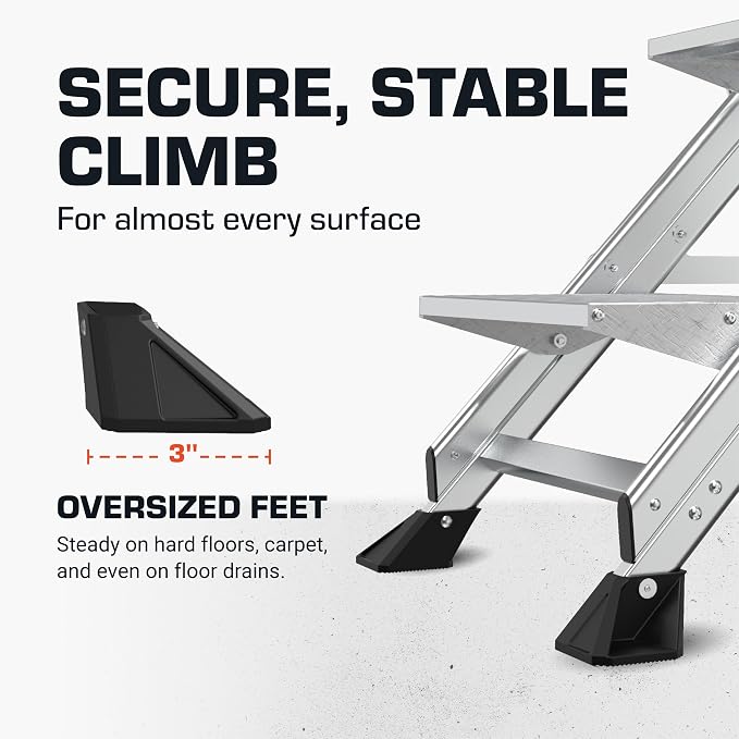 Little Giant Ladders, Jumbo Step, 2-Step, 2 foot, Step Stool, Aluminum, Type 1AA, 375 lbs weight rating, (11902), Silver