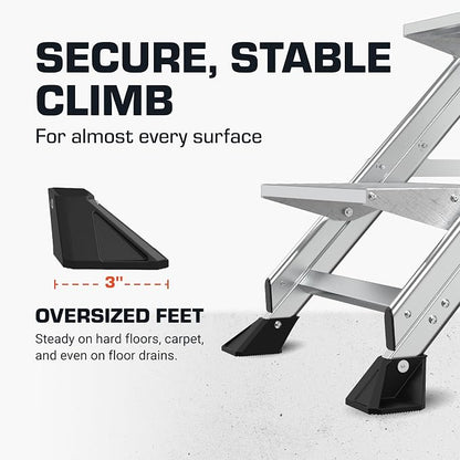 Little Giant Ladders, Jumbo Step, 2-Step, 2 foot, Step Stool, Aluminum, Type 1AA, 375 lbs weight rating, (11902), Silver