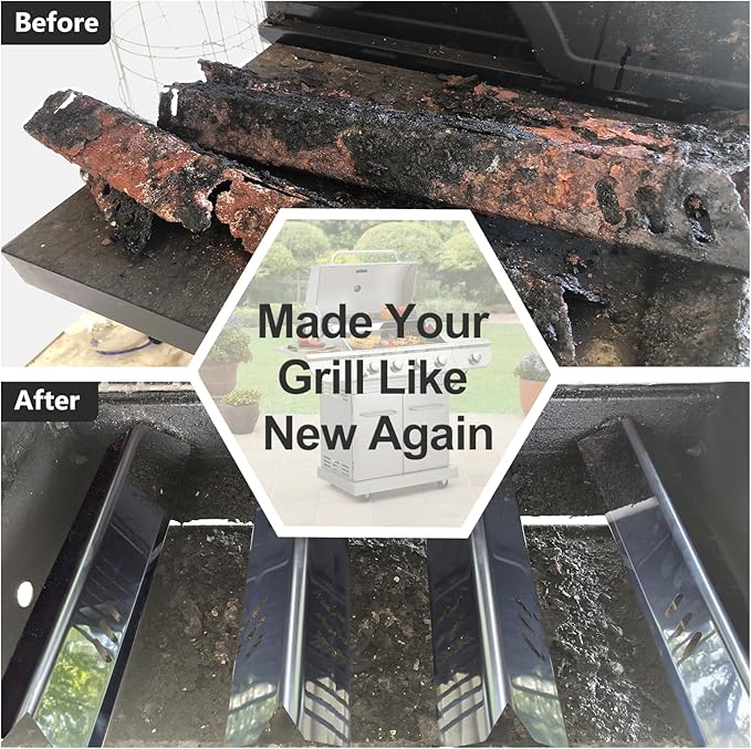 Hiorucet DGF493BNP Drip Pan Replacement Parts, Adjustable 24''-30'' Grill Grease Tray, Grid Cooking Grates and Heat Plate Tent Shields for Dyna Glo DGF493BNP Parts, Backyard Grill BY13-101-001-12.
