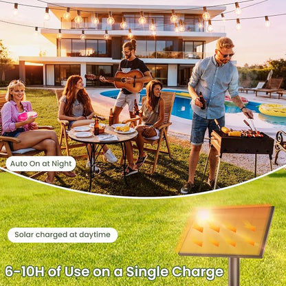 Svater Solar Outdoor String Lights 50 FT, G40 Patio Lights Shatterproof Dimmable Vintage Edison Bulbs, Solar Powered Weatherproof Light for Patio, Backyard, Garden, Bistro, Warm White