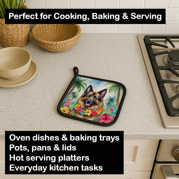 Caroline's Treasures Belgian Tervuren Luau Pair of Pot Holders Kitchen Heat Resistant Pot Holders Sets Oven Hot Pads for Cooking Baking BBQ, 7 1/2 x 7 1/2