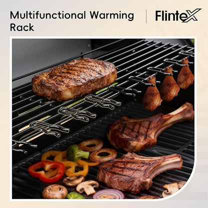 Flintex 5-Burner Propane/Natural Convertible Gas Grill with Infrared Searing Side Burner, Outdoor BBQ Grill with 60000 BTU Output,Enameled Cast Iron Grates & Griddle for Barbecue