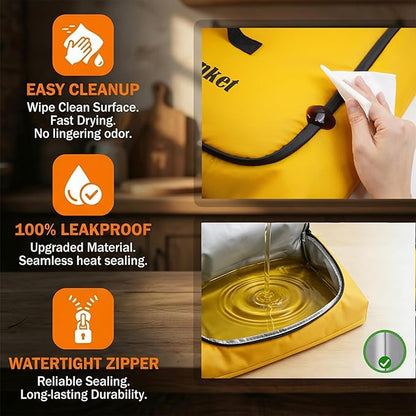 BBQ Blanket for Resting Meat 21in, 270° Opening Insulated Brisket Resting Bag, Heavy Duty 100% Leak-Proof Smoker Meat Resting Case for Smoking & Camping, BBQ Grilling Gifts for Men, Smoker Accessories