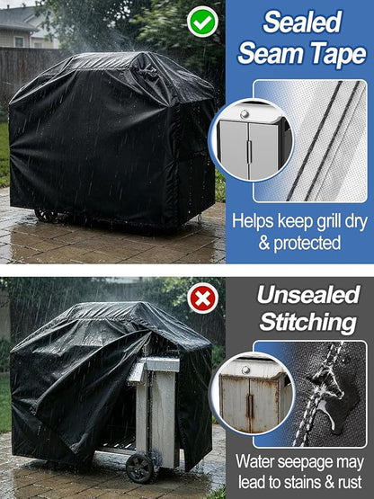 PAMASE 57in Grill BBQ Cover fits Weber Genesis II, LX 300 Series & Genesis 300 Series - Waterproof Gas Cover for Outdoor Grill, UV Fade & Rip Resistant, Compatible with Dyna-Glo, Nexgrill, Char-Broil