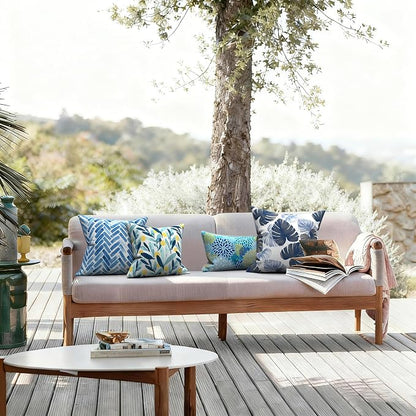 LVTXIII 2 Pack Outdoor Pillow Covers ONLY 18x18 Inch, Water-Repellent Square Decorative Cushion Covers for Patio Furniture, Garden, Sofa, Blue Bricks