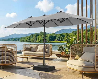 SUPERJARE 13FT Outdoor Patio Umbrella with Base Included, Double Sided Pool Umbrellas with Fade Resistant Canopy, Large Table Umbrella for Deck, Market, Backyard - Gray