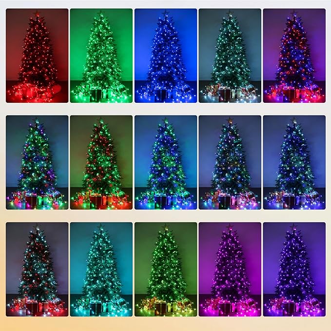 Joomer Red Blue White String Lights Outdoor, 100FT 300LED RGB Lights with Remote Timer Memory, Waterproof Indoor Outdoor 4th of July Independence Day Memorial Day Patriotic Yard Garden Decor