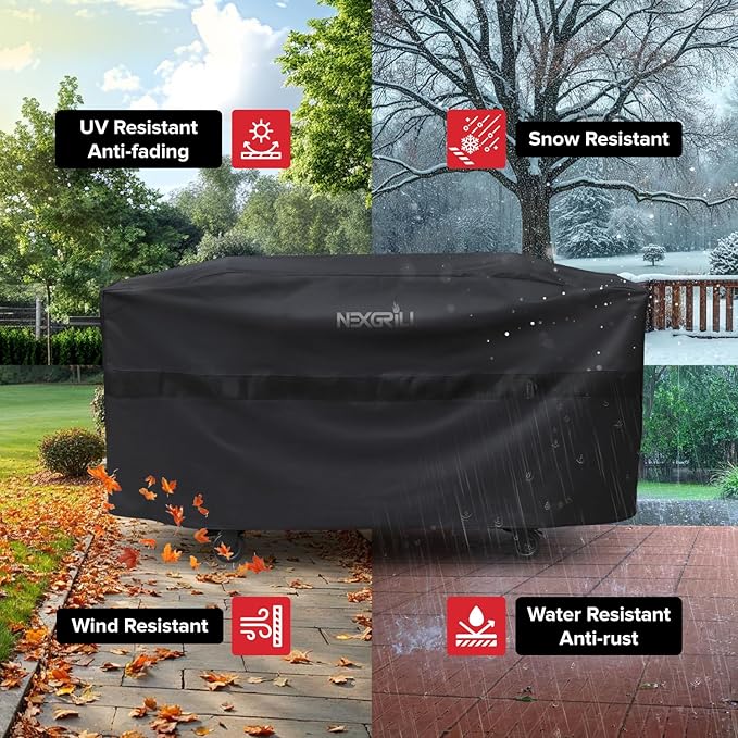 Nexgrill 64 Inch Griddle Cover, Heavy Duty Water Resistant Flat Top Grill Cover with Adjustable Strap and Air Vent, All-Season Outdoor Barbecue Griddle Protection - 700-0786