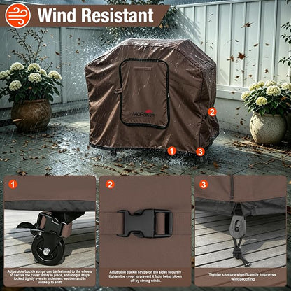 Exclusive Foldable 48 inch Grill Cover, 600D Heavy Duty Waterproof Outdoor BBQ Cover for 2-3 Burners Grill Weber Nexgrill CharBroil, Coffee