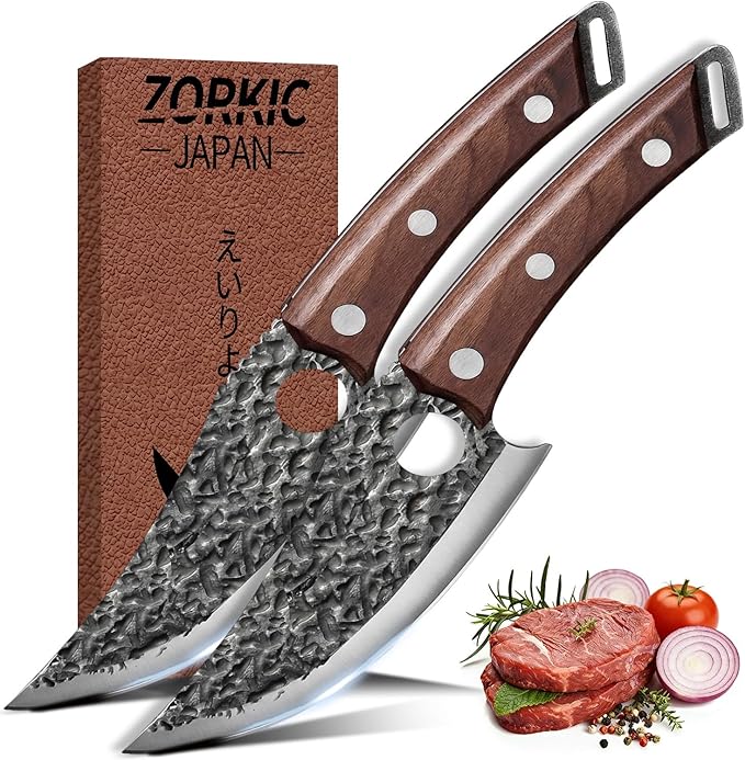 Viking Knife, Butcher Knife Hand Forged Boning Knives, Japanese Paring knives Kitchen Chopping for Meat Cutting Chefs Cleaver Camping Cooking, BBQ, Gifts for Men