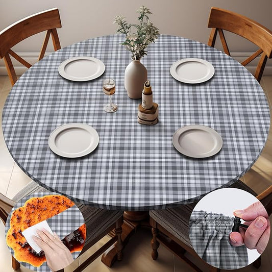 opstellen Fitted Waterproof Round Tablecloth for 36 40 41 42 44In Tables Neutral Wipe Clean Fall Table Covers Travel Essentials Camp Tools Decoraciones para Sala Party Dining Table Centerpiece Decor