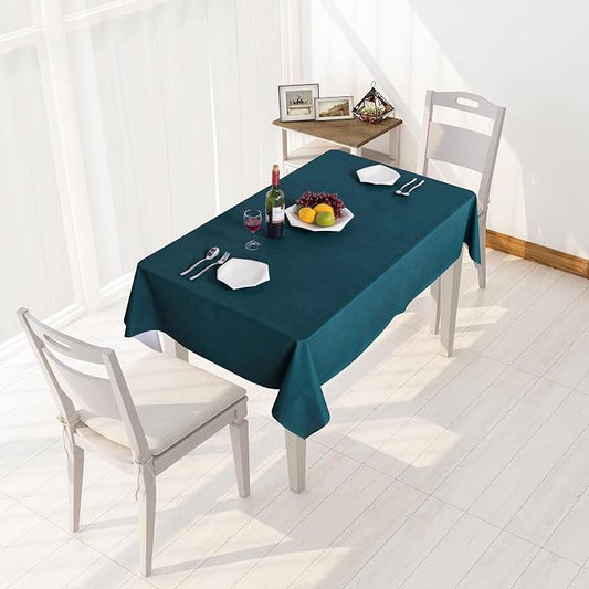 sancua Waterproof Vinyl Tablecloth Table Cloth 52x108 Inch, Greyish Blue | 100% Oil Spill Proof, PVC Material, Wipe Clean Rectangle Table Cover for Dining Tables, Buffet Parties and Camping
